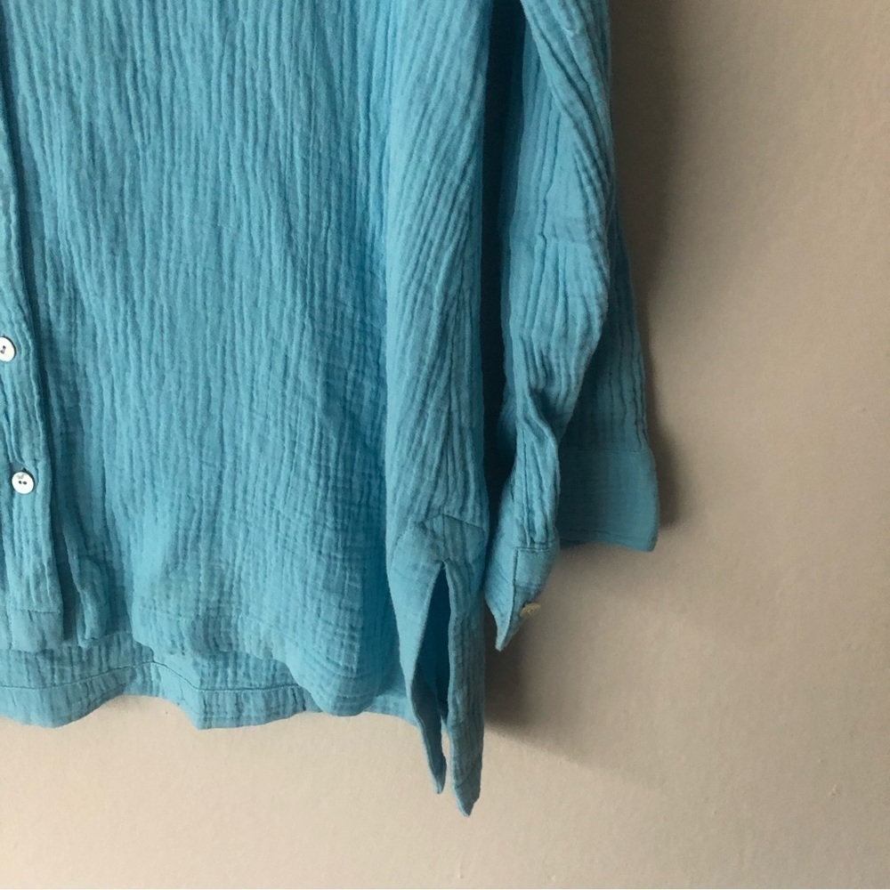 Soft Surrounding Gauze Button Down Tunic Shirt In… - image 6